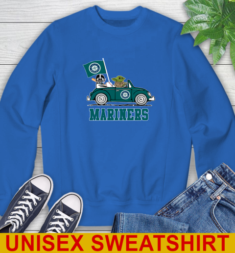 MLB Baseball Seattle Mariners Darth Vader Baby Yoda Driving Star Wars Shirt Sweatshirt 9