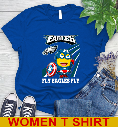 NFL Football Philadelphia Eagles Captain America Marvel Avengers Minion Shirt Women's T-Shirt 10