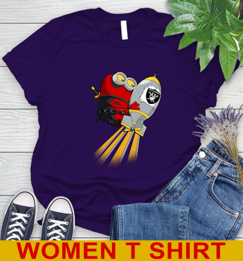 NFL Football Oakland Raiders Deadpool Minion Marvel Shirt Women's T-Shirt 4