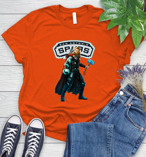 NBA Thor Avengers Endgame Basketball San Antonio Spurs Women's T-Shirt 4