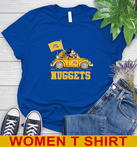NBA Basketball Denver Nuggets Pluto Mickey Driving Disney Shirt Women's T-Shirt 9