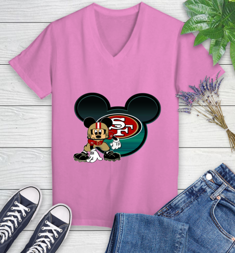 NFL San Francisco 49ers Mickey Mouse Disney Football T Shirt Women's V-Neck T-Shirt 14