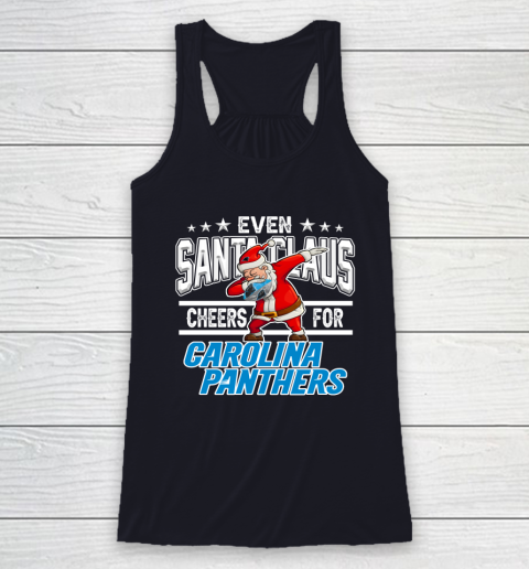 Carolina Panthers Even Santa Claus Cheers For Christmas NFL Racerback Tank 7