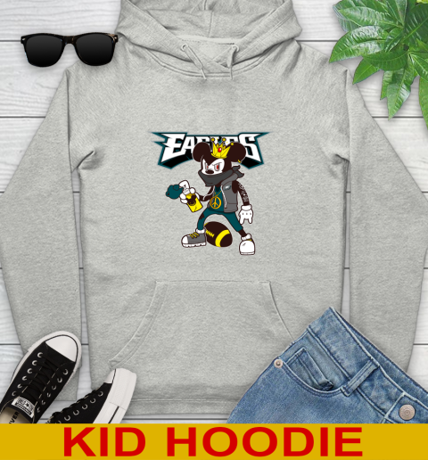 Philadelphia Eagles NFL Football Mickey Peace Sign Sports Youth Hoodie