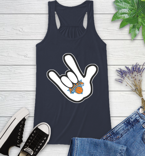 New York Knicks NBA Basketball Mickey Rock Hand Disney Racerback Tank 12