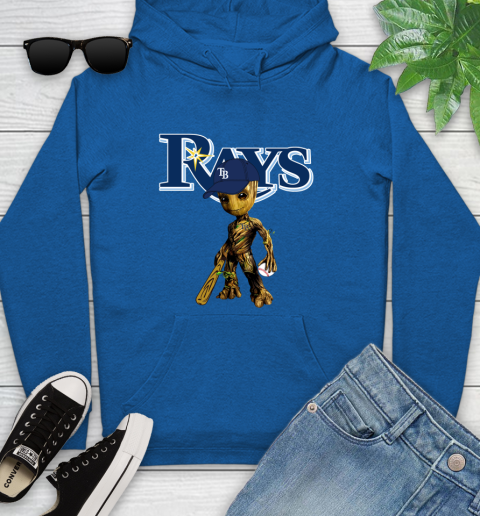 MLB Tampa Bay Rays Groot Guardians Of The Galaxy Baseball Youth Hoodie 9