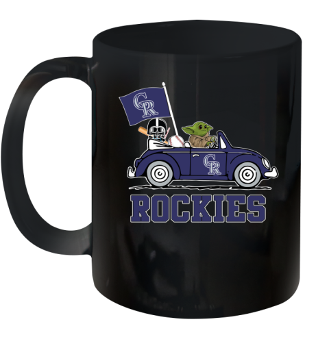 MLB Baseball Colorado Rockies Darth Vader Baby Yoda Driving Star Wars Shirt Ceramic Mug 11oz 2