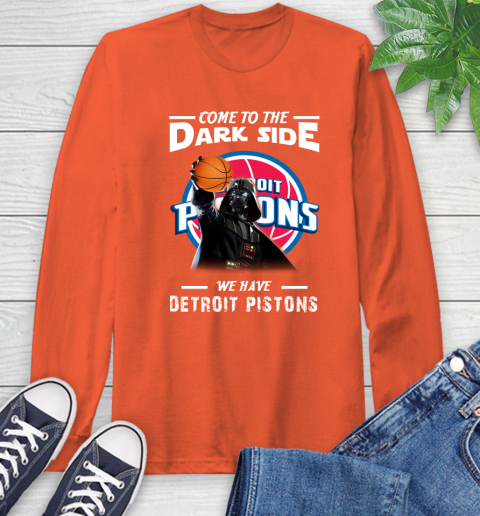 NBA Come To The Dark Side We Have Detroit Pistons Star Wars Darth Vader Basketball Long Sleeve T-Shirt 4