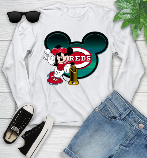 MLB Cincinnati Reds The Commissioner's Trophy Mickey Mouse Disney Youth Long Sleeve