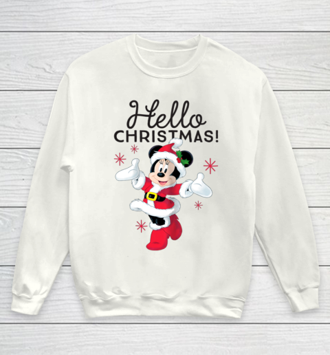 Disney Santa Minnie Mouse Hello Christmas Holiday Youth Sweatshirt
