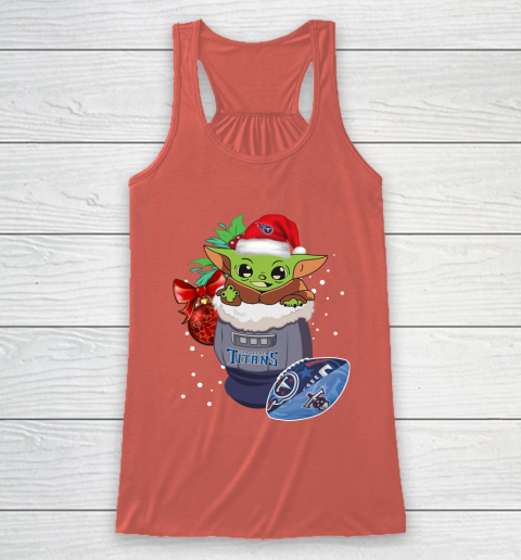 Tennessee Titans Christmas Baby Yoda Star Wars Funny Happy NFL Racerback Tank 4
