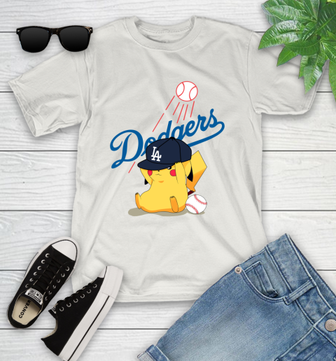 MLB Pikachu Baseball Sports Los Angeles Dodgers Youth T-Shirt