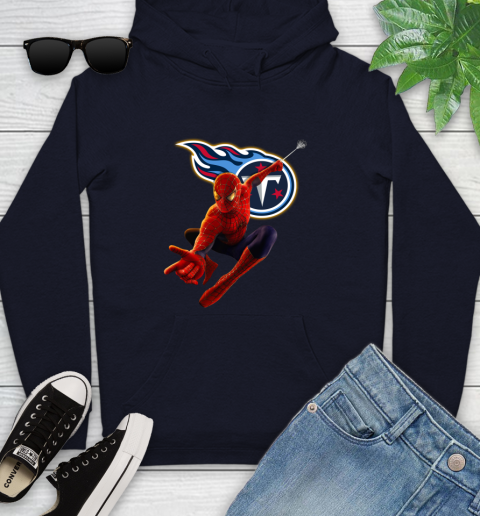 NFL Spider Man Avengers Endgame Football Tennessee Titans Youth Hoodie 4