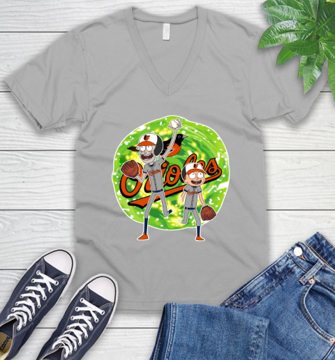 MLB Baltimore Orioles Rick And Morty Baseball Sports V-Neck T-Shirt 4