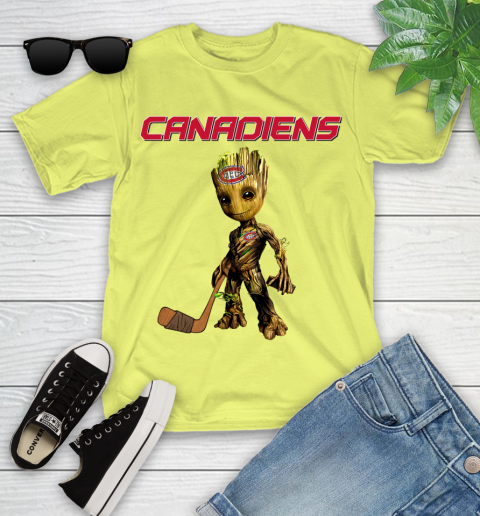Montreal Canadiens NHL Hockey Groot Marvel Guardians Of The Galaxy Youth T-Shirt 8