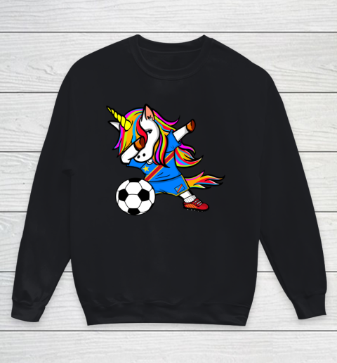 Dabbing Unicorn DR Congo Football Congolese Flag Soccer Youth Sweatshirt