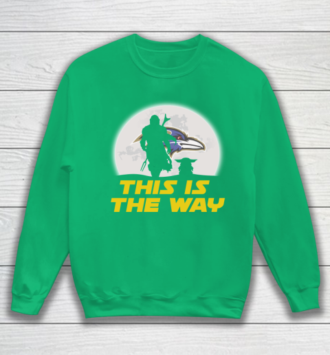 Baltimore Ravens NFL Football Star Wars Yoda And Mandalorian This Is The Way Sweatshirt 5