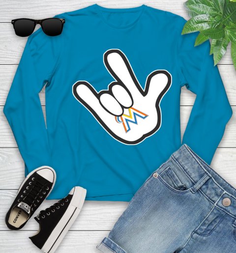 Miami Marlins MLB Baseball Mickey Rock Hand Disney Youth Long Sleeve 7