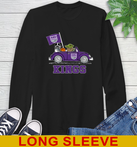NBA Basketball Sacramento Kings Darth Vader Baby Yoda Driving Star Wars Shirt Long Sleeve T-Shirt 2