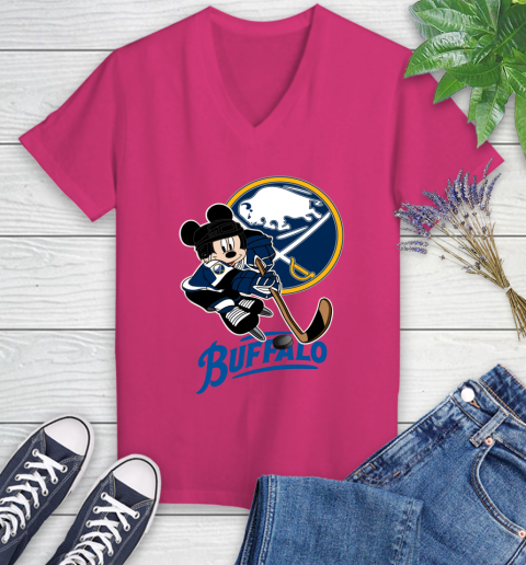 NHL Buffalo Sabres Mickey Mouse Disney Hockey T Shirt Women's V-Neck T-Shirt 9