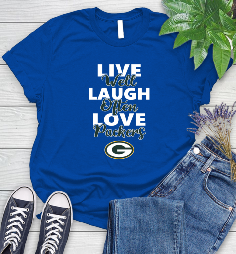 NFL Football Green Bay Packers Live Well Laugh Often Love Shirt Women's T-Shirt 10