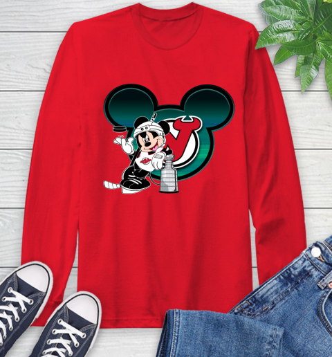 NHL New Jersey Devils Stanley Cup Mickey Mouse Disney Hockey T Shirt Long Sleeve T-Shirt - Image 11
