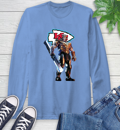 NFL Thanos Gauntlet Avengers Endgame Football Kansas City Chiefs Long Sleeve T-Shirt 11