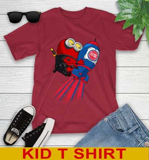 NBA Basketball Detroit Pistons Deadpool Minion Marvel Shirt Youth T-Shirt 13 NBA Basketball Detroit Pistons Deadpool Minion Marvel Shirt Youth T-Shirt - Image 13