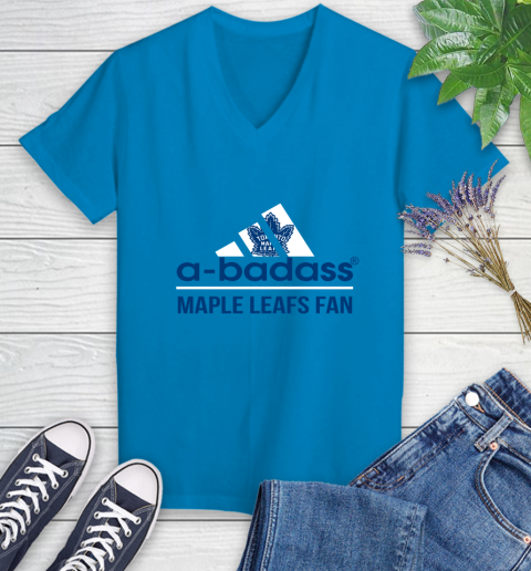 NHL A Badass Toronto Maple Leafs Fan Adidas Hockey Sports Women's V-Neck T-Shirt 7