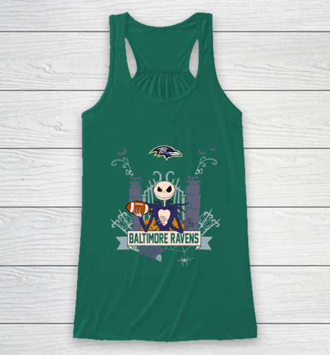 NFL Baltimore Ravens Football Jack Skellington Halloween Racerback Tank 5