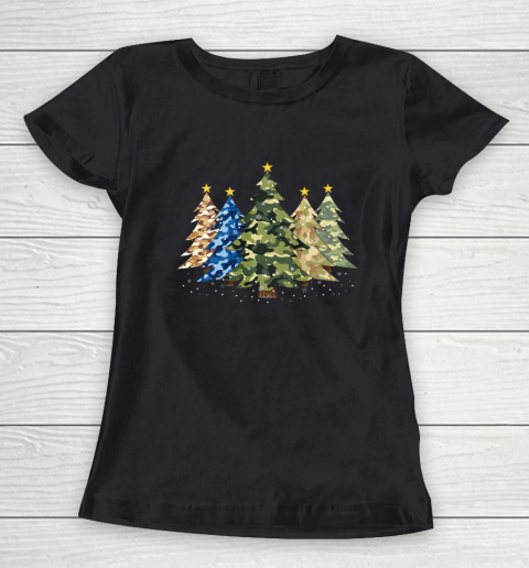 Camo Print Christmas Trees with Camouflage Print Xmas Women's T-Shirt