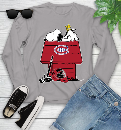 Montreal Canadiens NHL Hockey Snoopy Woodstock The Peanuts Movie Youth Long Sleeve 5