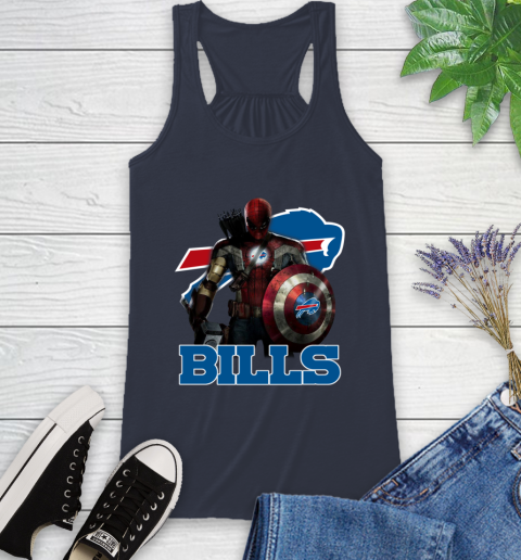 NFL Captain America Thor Spider Man Hawkeye Avengers Endgame Football Buffalo Bills Racerback Tank 12