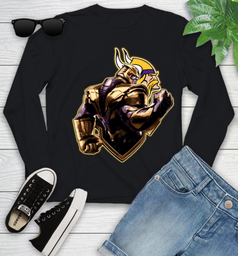 NFL Thanos Avengers Endgame Football Sports Minnesota Vikings Youth Long Sleeve 2