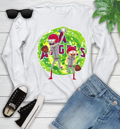 MLB Los Angeles Angels Rick And Morty Baseball Sports Youth Long Sleeve