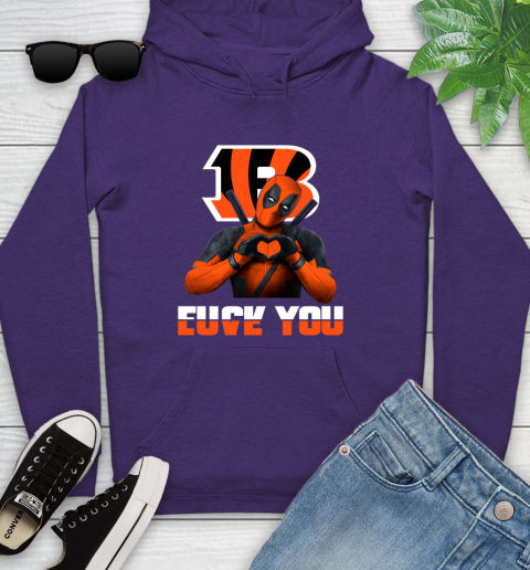 NHL Cincinnati Bengals Deadpool Love You Fuck You Football Sports Youth Hoodie 5