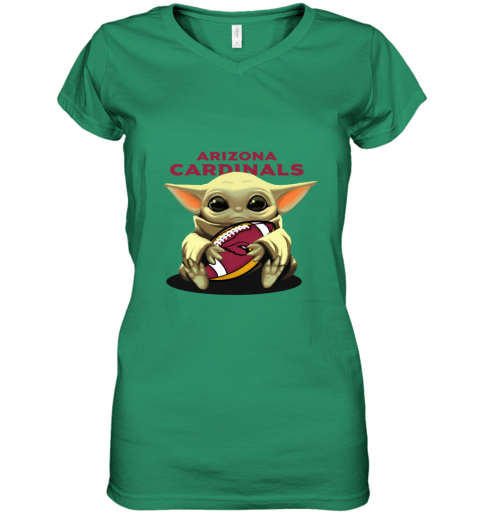 Baby Yoda Loves The Arizona Cardinals y4mu baby yoda loves the arizona cardinals women v neck t shirt 39 front irish green