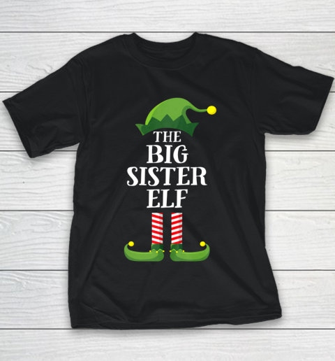 Big Sister Elf Matching Family Group Christmas Party Pajama Youth T-Shirt