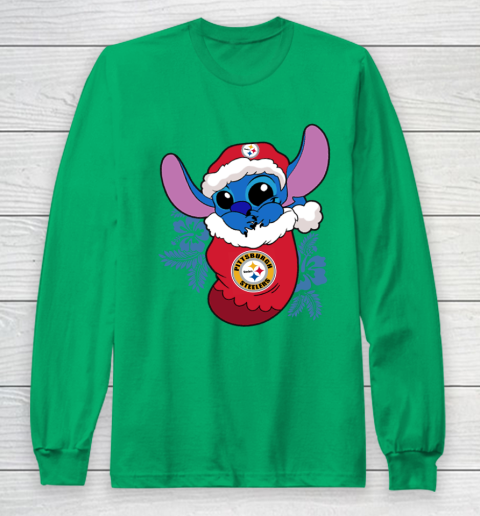 Pittsburgh Steelers Christmas Stitch In The Sock Funny Disney NFL Long Sleeve T-Shirt 7