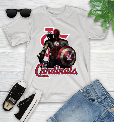 MLB Captain America Thor Spider Man Hawkeye Avengers Endgame Baseball St.Louis Cardinals Youth T-Shirt