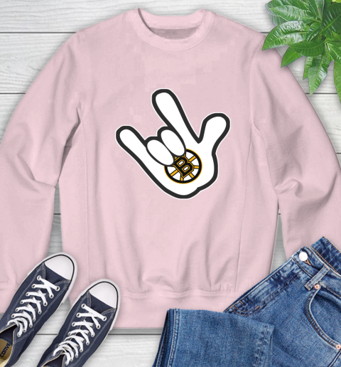 Boston Bruins NHL Hockey Mickey Rock Hand Disney Sweatshirt 9