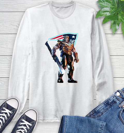 NFL Thanos Gauntlet Avengers Endgame Football New England Patriots Long Sleeve T-Shirt
