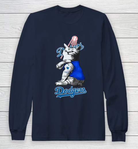 MLB Baseball My Cat Loves Los Angeles Dodgers Long Sleeve T-Shirt 2