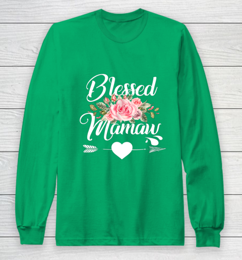 Blessed Mamaw Thanksgiving Christmas Floral Gift For Grandma Long Sleeve T-Shirt 4