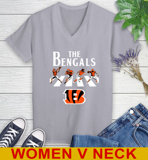 NFL Football Cincinnati Bengals The Beatles Rock Band Shirt Women's V-Neck T-Shirt 4