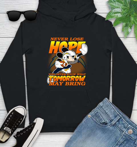 Los Angeles Chargers NFL Football Mickey Disney Never Lose Hope Youth Hoodie