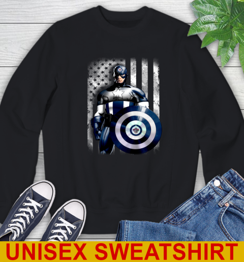 Winnipeg Jets NHL Hockey Captain America Marvel Avengers American Flag Shirt Sweatshirt