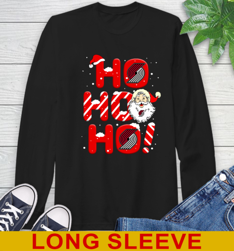 Portland Trail Blazers NBA Basketball Ho Ho Ho Santa Claus Merry Christmas Shirt Long Sleeve T-Shirt