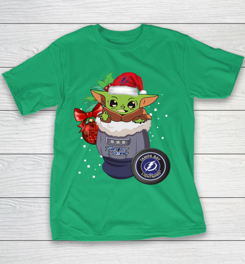 Tampa Bay Lightning Christmas Baby Yoda Star Wars Funny Happy NHL Youth T-Shirt