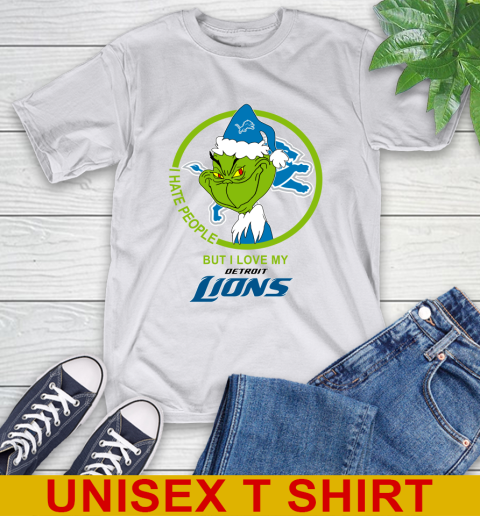 Detroit Lions NFL Christmas Grinch I Hate People But I Love My Favorite Football Team T-Shirt 12